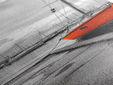 Vibrant Boat, Dockside Scene, Nautical Decor, Color Accent, Framed Canvas Print, Black and White Photography, Coastal Wall Art, Bathroom Art