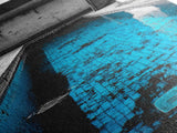 Abandoned Pool, Urban Texture, Gritty Vibes, Blue Contrast, Framed Canvas Print, Industrial Wall Art, Moody Bathroom or Loft Decor