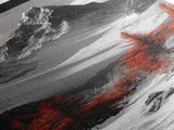 Red Trees, Snowy Mountain, Dramatic Landscape, Framed Canvas Print, Winter Wonderland Art, Office Wall Decor, Moody Nature Scene Print