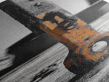 Industrial Detail, Rusty Metal, Minimalist Style, Grunge Wall Decor, Framed Canvas Print, Garage Art, Man Cave Wall Art