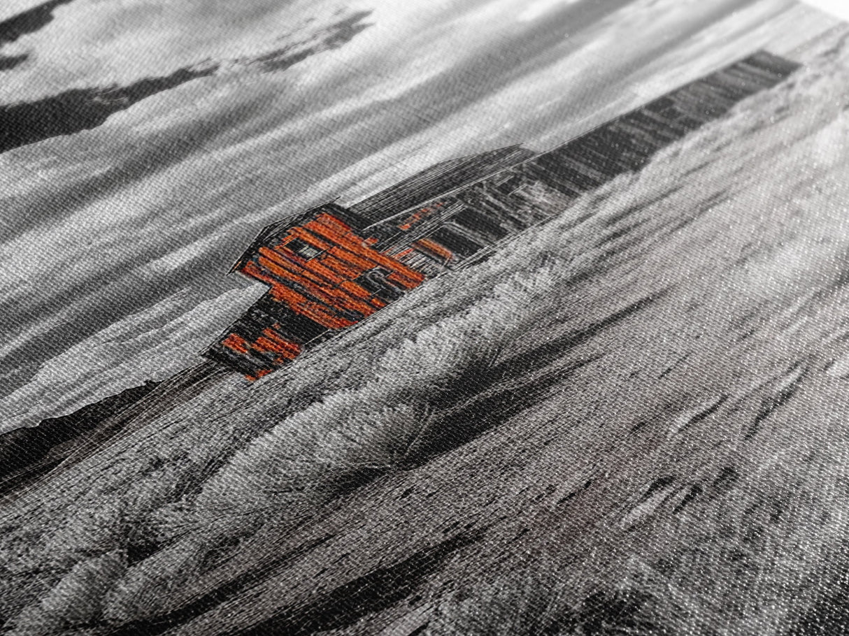 Abandoned Barn, Desert Mood, Old West Vibes, Rustic Autumn Scene, Canvas Print, Farmhouse Wall Decor, Entryway Art