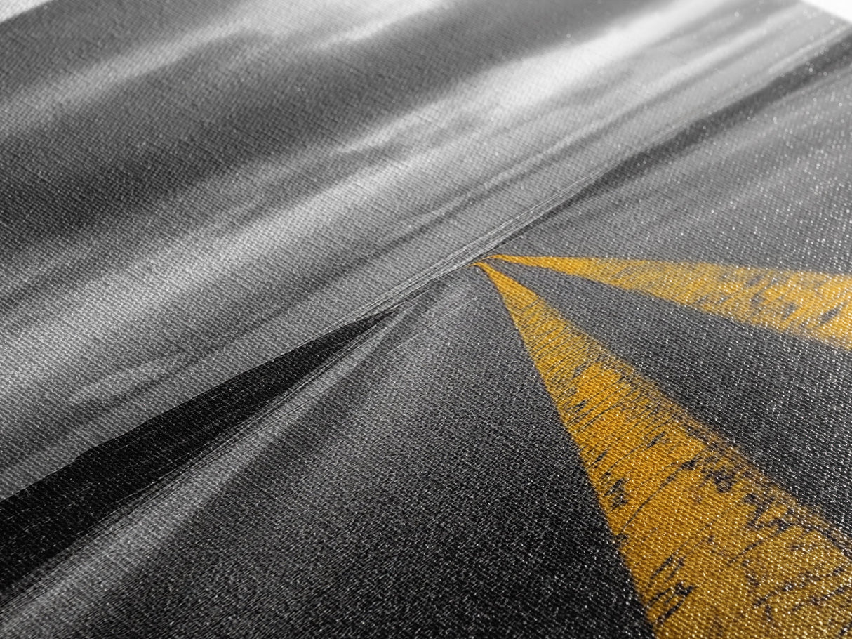 Yellow Lines, Endless Road, Moody Highway Art, Adventure Wall Decor, Canvas Print, Urban Modern Wall Art, Man Cave or Office Art
