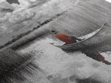 Solitary Canoe, Peaceful Waters, Cloudy Sky, Red Shirt, Framed Canvas Print, Nature Explorer Gift, Cabin Wall Art, Rustic Fall Scene