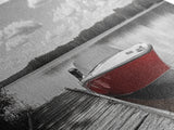 Rustic Boathouse, Red Canoe, Lake Reflection, Tranquil Nature, Framed Canvas Print, Cabin Wall Art, Autumn Lake House Decor