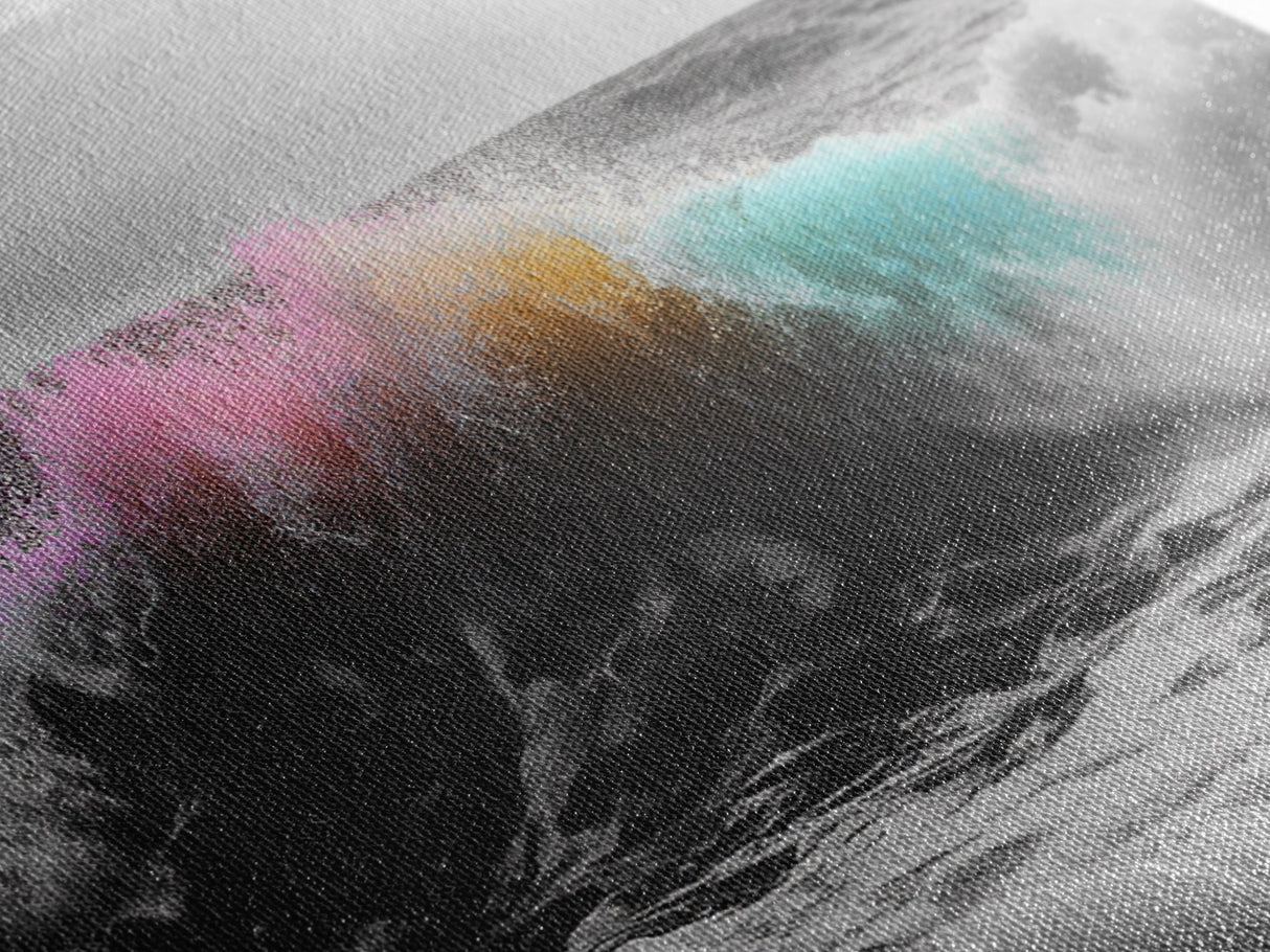 Rainbow Ocean Wave, Vibrant Sea Spray Art, Color Explosion Surf, Framed Canvas Print, Bathroom Wall Art, Coastal Modern Abstract