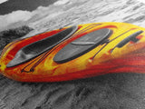 Vibrant Kayak, Sandy Beach, Summer Adventure Vibe, Canvas Print, Coastal Wall Art, Bold Color Photography, Outdoor Lover Gift