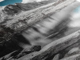 Crystal Lake Peaks, Serene Mountain Reflection, Monochrome Water Scene, Canvas Print, Bedroom Wall Art, Nature Photography Decor