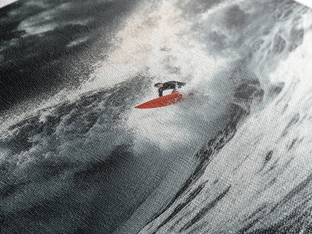 Surfer Wave, Ocean Power, Extreme Sports Art, Framed Canvas Print, Beach House Decor, Surfing Wall Art, Coastal Adventure Scene