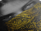Yellow Bandana Girl, Intense Eyes, Street Portrait, Framed Canvas Print, Modern Photography, Teen Bedroom Wall Art, Bold Style