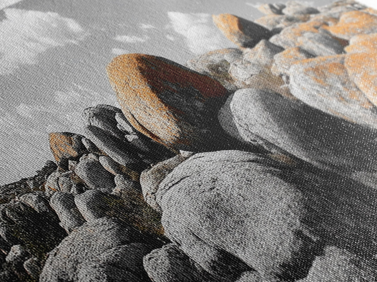 Granite Boulder Field, Orange Lichen Rocks, Desert Rockscape, Canvas Print, Natural Earth Decor, Living Room Wall Art
