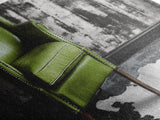 Green Leather Chair, Industrial Urban Scene, Chic Lounge Interior, Framed Canvas Print, Modern Wall Art, Man Cave Office Decor