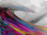 Rainbow Wave Curl, Surf Art Explosion, Vibrant Ocean Energy, Framed Canvas Print, Beach House Decor, Colorful Coastal Wall Art