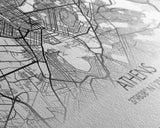 Athens Street Map, Greece Map, Map Print, Modern Art, Wall Art, Canvas Print, Preppy Room Décor, Coffee Bar Décor, Graduation Gifts, Office