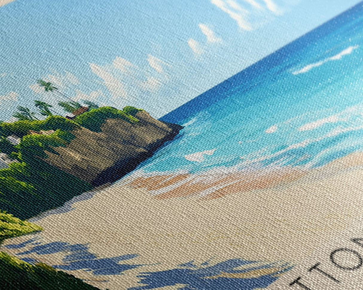 Bottom Bay Beach, Barbados Panoramic Beach Print, Vacation Gift, Barbados Wall Art, Framed Canvas Print, Framed Beach Painting