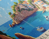 Cala Fornells, Spain Panoramic Beach Print, Vacation Gift, Spain Wall Art, Framed Canvas Print, Framed Beach Painting