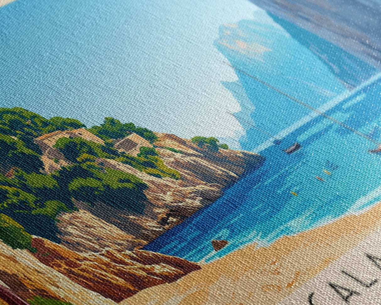 Cala Violina, Italy Panoramic Beach Print, Vacation Gift, Italy Wall Art, Framed Canvas Print, Framed Beach Painting