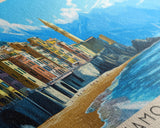 Camogli Beach, Italy Panoramic Beach Print, Vacation Gift, Italy Wall Art, Beach Painting, Beach Decor, Beach Painting