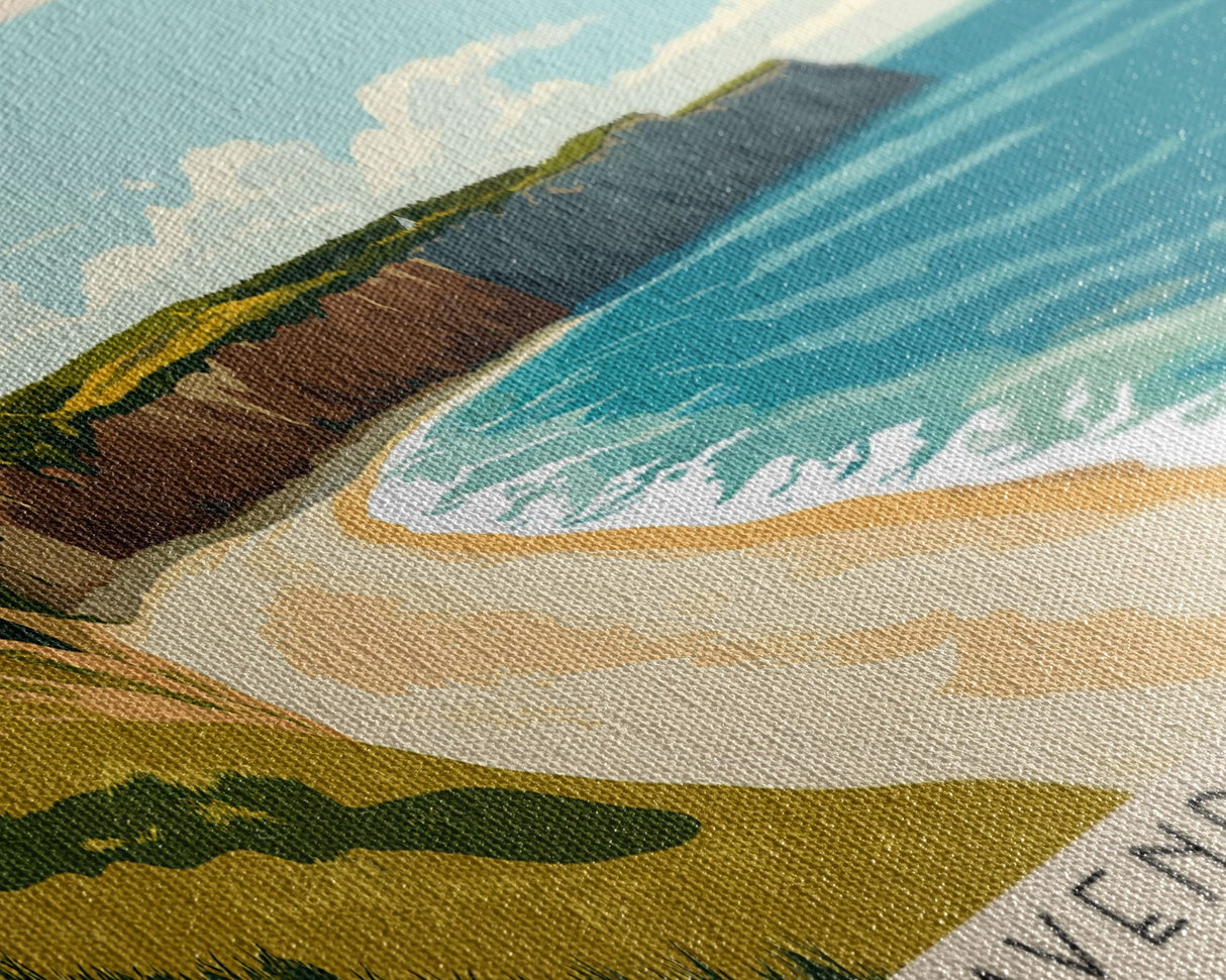 Cavendish Beach, Canada Panoramic Beach Print, Vacation Gift, Canada Wall Art, Framed Canvas Print, Framed Beach Painting