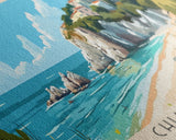 Chia Beach, Italy Panoramic Beach Print, Vacation Gift, Italy Wall Art, Framed Canvas Print, Framed Beach Painting