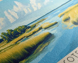 Chincoteague Island, Virginia Panoramic Beach Print, Vacation Gift, Virginia Wall Art, Framed Canvas Print, Framed Beach Painting