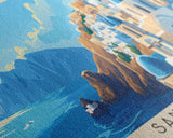 Santorini, Greece Panoramic Print, Vacation Gift, Greece Wall Art, Vacation Wall Art, Vacatation Memories, Beach Decor, Beach Or Lakehouse Art