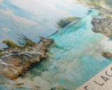 Blue Lagoon Island, Bahamas Watercolor Print, Vacation Gift, Bahamas Wall Art, Beach Painting, Beach Decor, Large Wall Art, Wood Frame Art