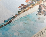 Curralinho Beach, Cape Verde, Senegal Watercolor Print, Vacation Gift, Senegal Wall Art, Beach Painting, Beach Decor, Large Wall Art, Wood Frame Art