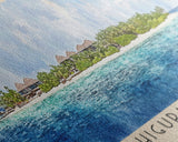Dhigurah Island, Maldives Watercolor Print, Vacation Gift, Maldives Wall Art, Beach Painting, Beach Decor, Large Wall Art, Wood Frame Art