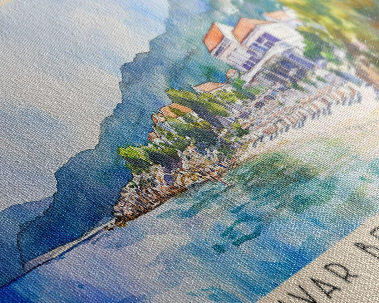 Hvar Beach Club, Croatia Watercolor Print, Vacation Gift, Croatia Wall Art, Beach Painting, Beach Decor, Large Wall Art, Wood Frame Art
