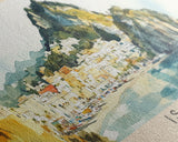 Ischia, Italy Watercolor Beach Print, Vacation Gift, Italy Wall Art, Beach Painting, Beach Decor, Beach Painting