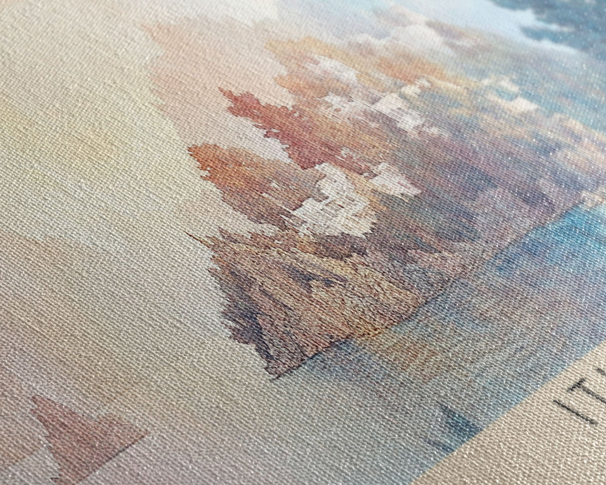 Ithaca, Greece Watercolor Print, Vacation Gift, Greece Wall Art, Beach Painting, Beach Decor, Large Wall Art, Wood Frame Art