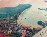 Koh Lanta, Thailand Watercolor Print, Vacation Gift, Thailand Wall Art, Beach Painting, Beach Decor, Large Wall Art, Wood Frame Art