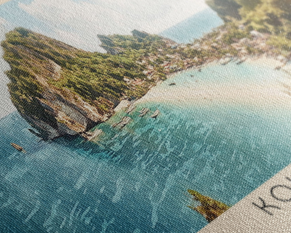 Koh Tao, Thailand Watercolor Print, Vacation Gift, Thailand Wall Art, Beach Painting, Beach Decor, Large Wall Art, Wood Frame Art