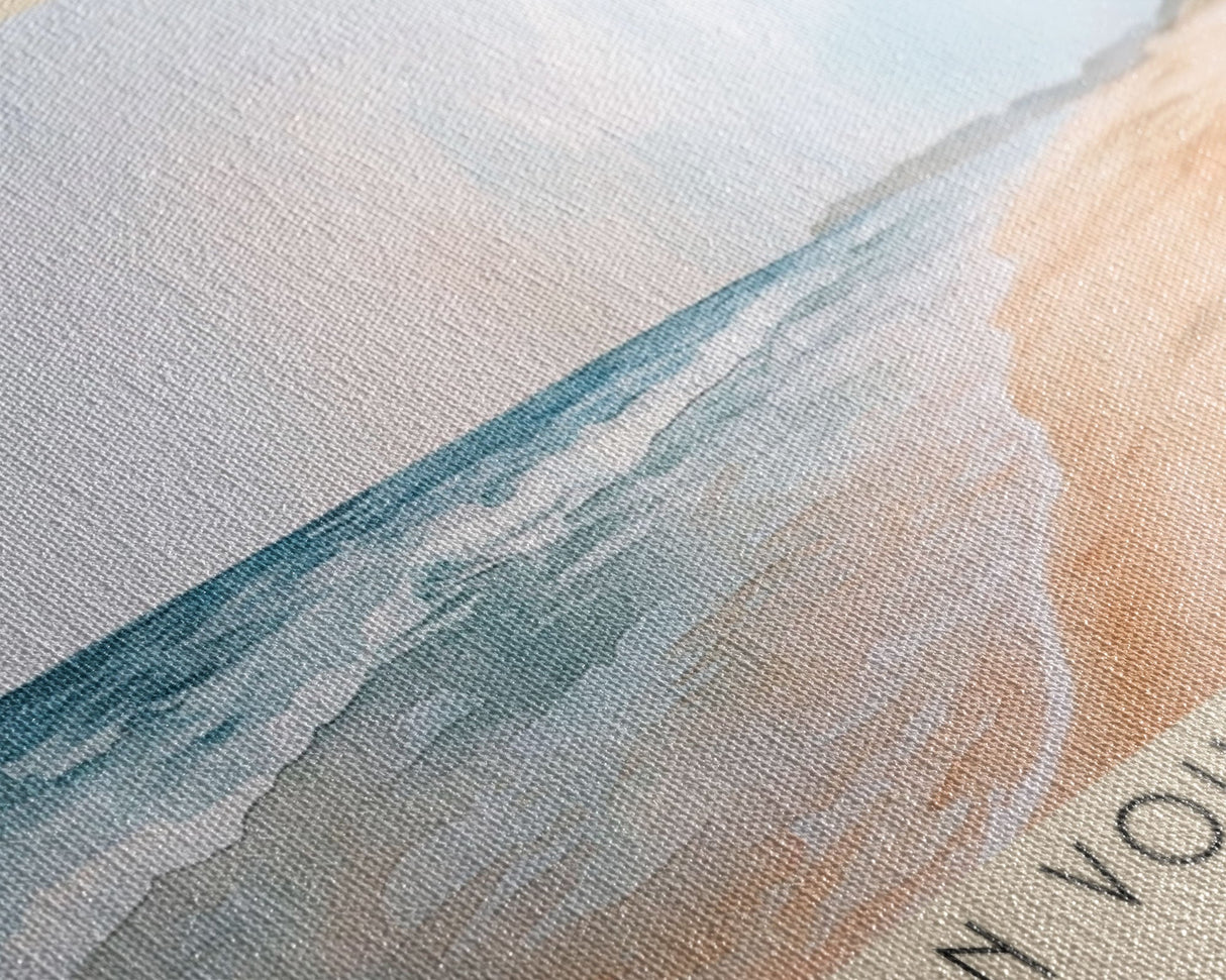 Pedn Vounder Beach, United Kingdom Watercolor Beach Print, Vacation Gift, United Kingdom Wall Art, Framed Canvas Print, Framed Beach Painting