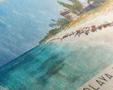 Playa Maguana, Cuba Watercolor Beach Print, Vacation Gift, Cuba Wall Art, Framed Canvas Print, Framed Beach Painting