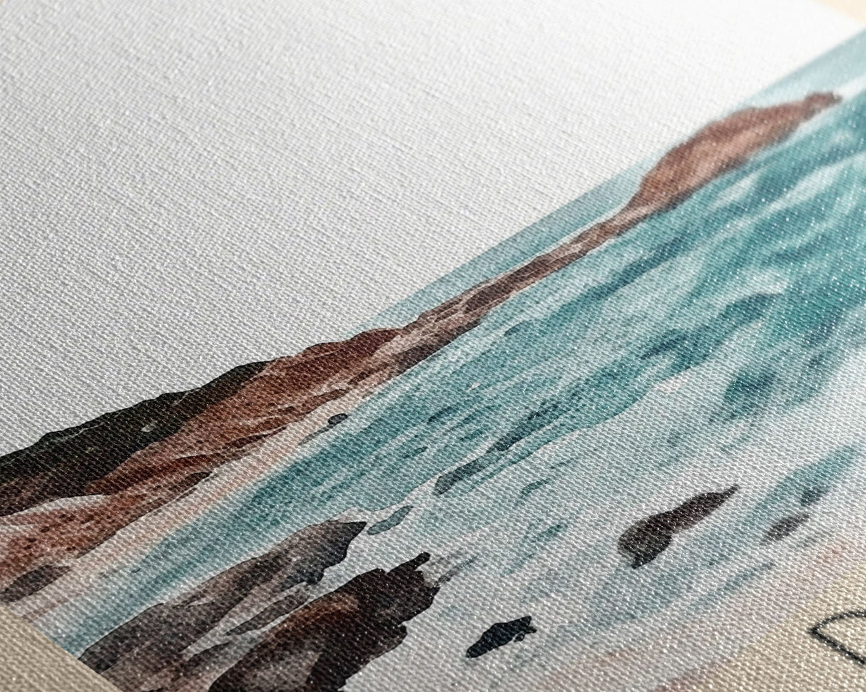 Ilha da Fuseta, Portugal Watercolor Beach Print, Vacation Gift, Portugal Wall Art, Framed Canvas Print, Framed Beach Painting