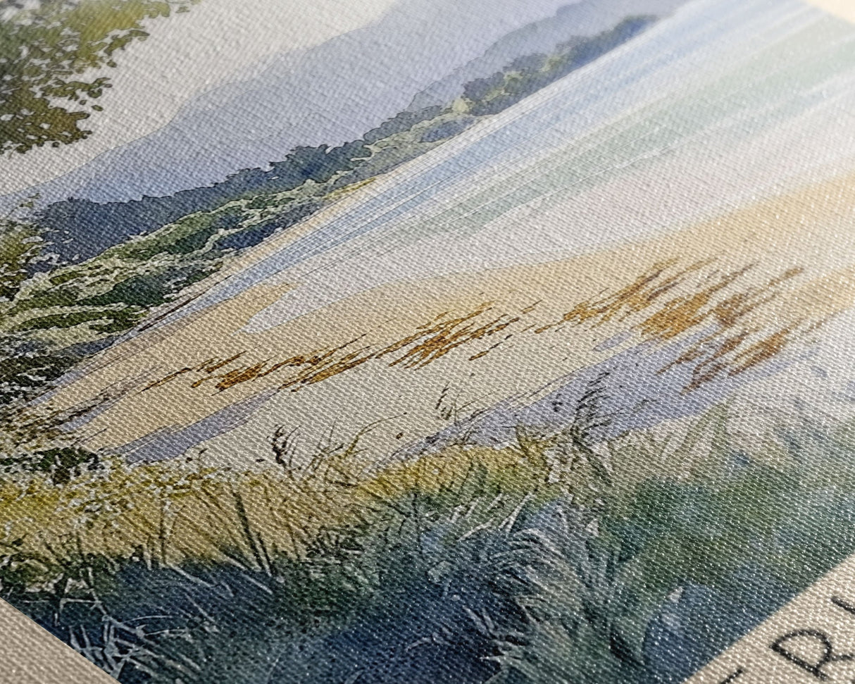 Kaiteriteri Beach, New Zealand Watercolor Beach Print, Vacation Gift, New Zealand Wall Art, Framed Canvas Print, Framed Beach Painting