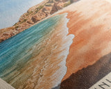 Kokkini (Red) Beach, Greece Watercolor Beach Print, Vacation Gift, Greece Wall Art, Framed Canvas Print, Framed Beach Painting