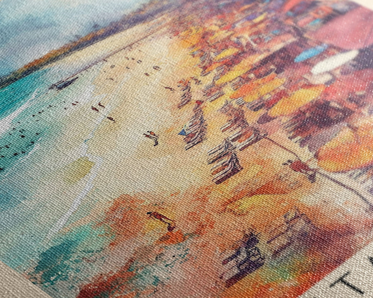 Kuta Beach, Indonesia Watercolor Print, Vacation Gift, Indonesia Wall Art, Beach Painting, Beach Decor, Large Wall Art, Wood Frame Art