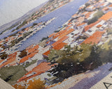 Saharun, Croatia Watercolor Print, Vacation Gift, Croatia Wall Art, Beach Painting, Beach Decor, Large Wall Art, Wood Frame Art