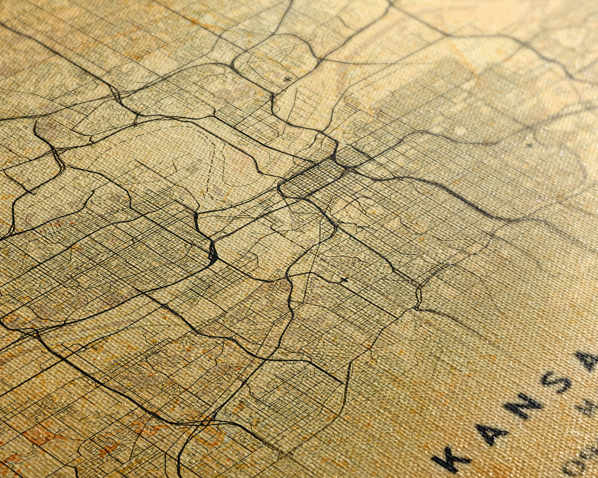 Kansas City Map Print, Kansas Gifts, Map of Kansas City, Kansas City Missouri, Map Wall Art, Cool Office Wall Art For Him