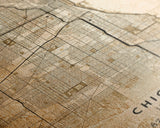 Distressed Chicago map print poster or framed canvas, Illinois road map print poster canvas, Chicago city map print poster canvas