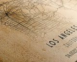 Los Angeles Vintage Map Print | Los Angeles Map | California Map Art | Los Angeles City Road Map Poster | Distressed / Retro LA Street Art