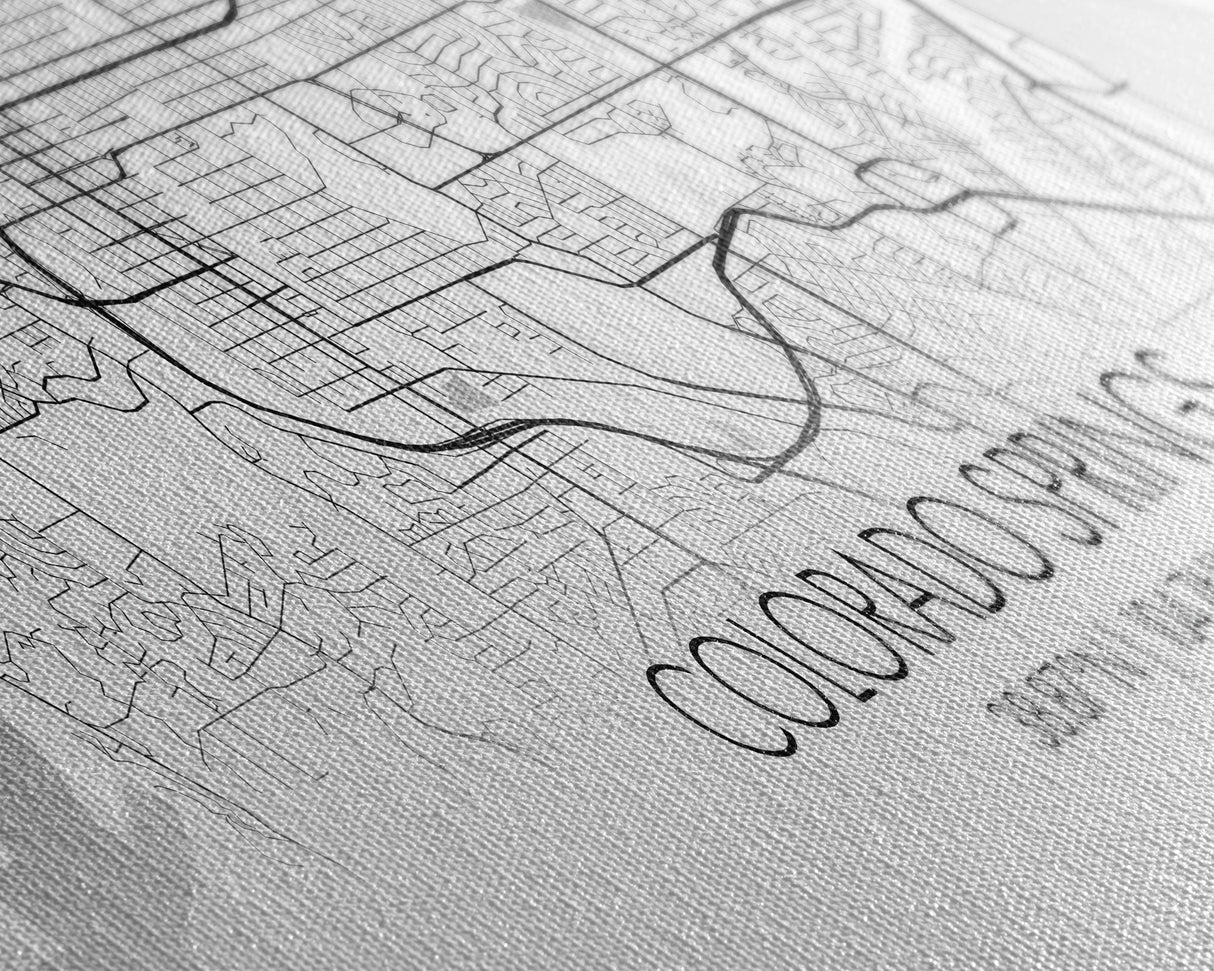 Panoramic Colorado Springs City Map, Colorado Art, Map Print, Minimalist Wall Art, Canvas Art, Housewarming Gift, Street Map, Closing Gift
