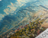 Colorado Springs Colorado Panoramic Watercolor Painting Framed Canvas Print, Travel Poster Art, Mountain Cityscape, Living Room Decor, Wall Art, Office Decoration, Colorado Gift
