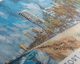 Fort Lauderdale Florida Panoramic Watercolor Painting, Scenic Framed Canvas Print, Urban Wall Art for Living Room, Travel Poster, Home Decor, City Gift Idea