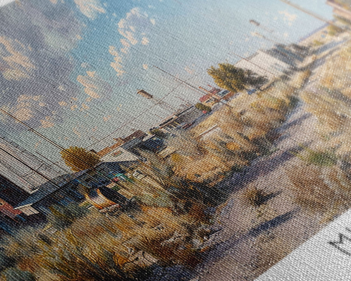 Midland Texas Panoramic Framed Canvas Print, Stunning Watercolor Painting, Office Wall Art, Travel Poster, Home Decor, City Art, Gift Idea