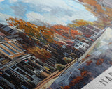 Naperville Illinois Panoramic Framed Canvas Print, Watercolor Cityscape, Office Wall Art, Travel Poster, Living Room Decor, City Art