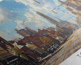 Toledo Ohio Panoramic Framed Canvas Print, Retro Style Wall Art, Living Room Decor, Unique Travel Poster, Artistic Office Gift, Original Artwork