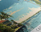Cape Coral Florida Panoramic Painting, Mid Century Modern Framed Canvas Print, Retro Pop Art Travel Poster, Home Decor, City Print
